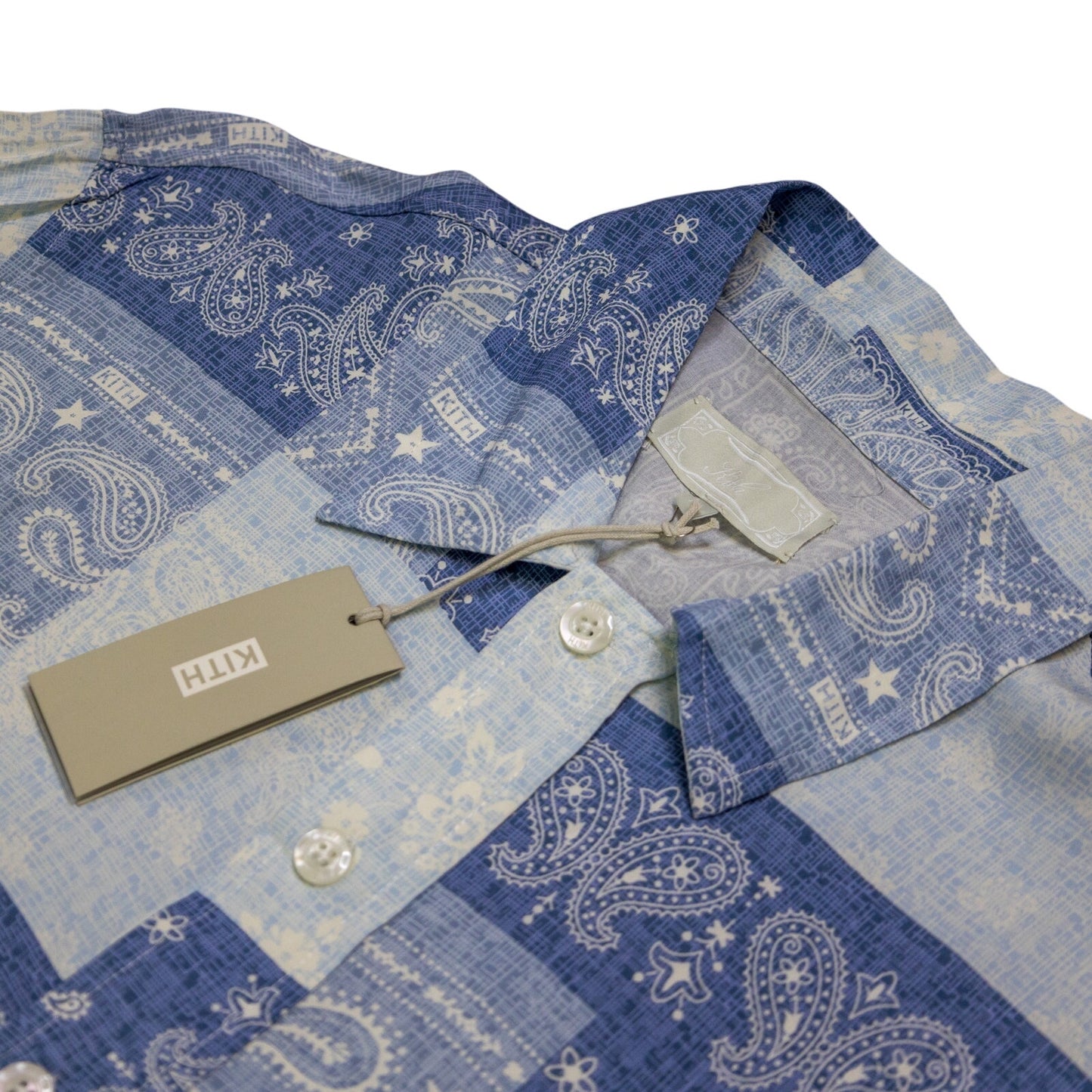 Kith Washed Paisley Long-Sleeve Boxy Collared Overshirt 'Light Indigo'