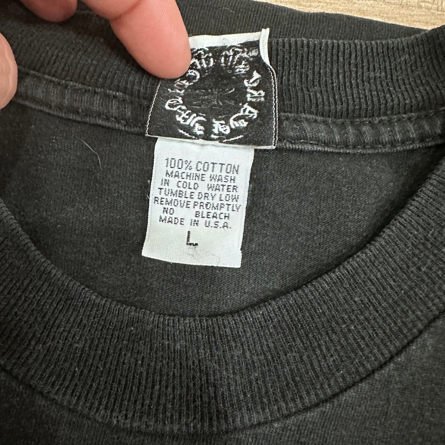 Chrome Hearts Floral Cross Neck Logo Black Pocket Tee