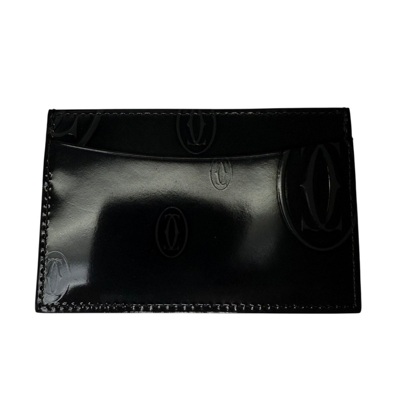 Cartier Black Patent Leather Happy Birthday Card Holder Black