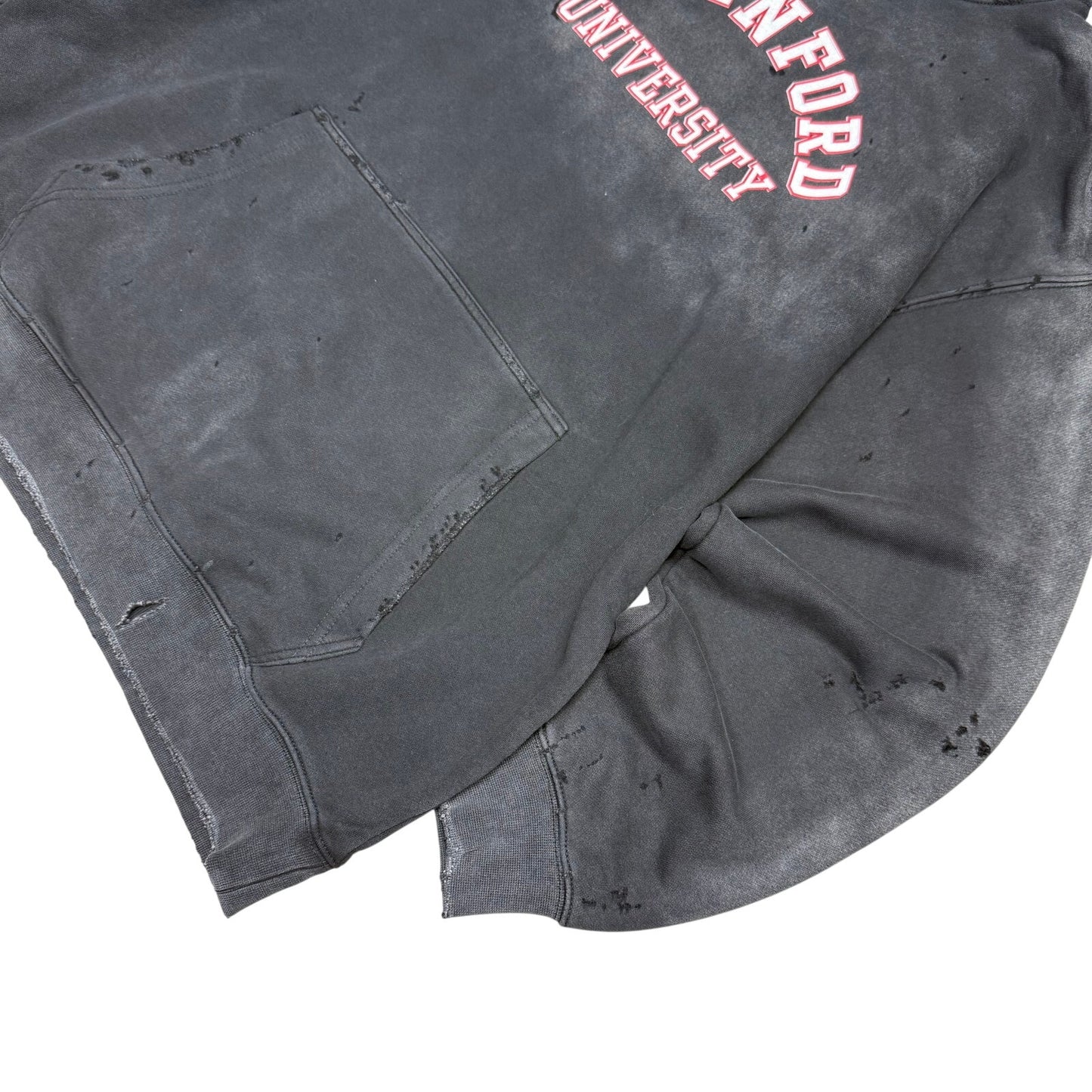 Vintage Stanford University Thrashed Distressed Hoodie Black