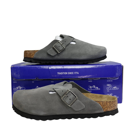 Birkenstock Boston Soft Footbed Suede Stone Coin