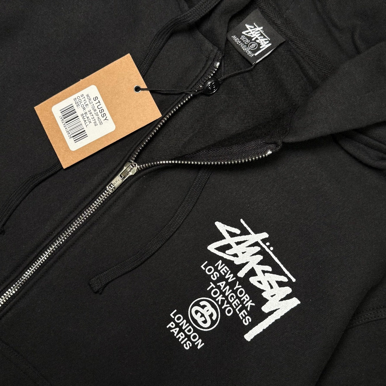Stussy World Tour Zip Hoodie 'Black'