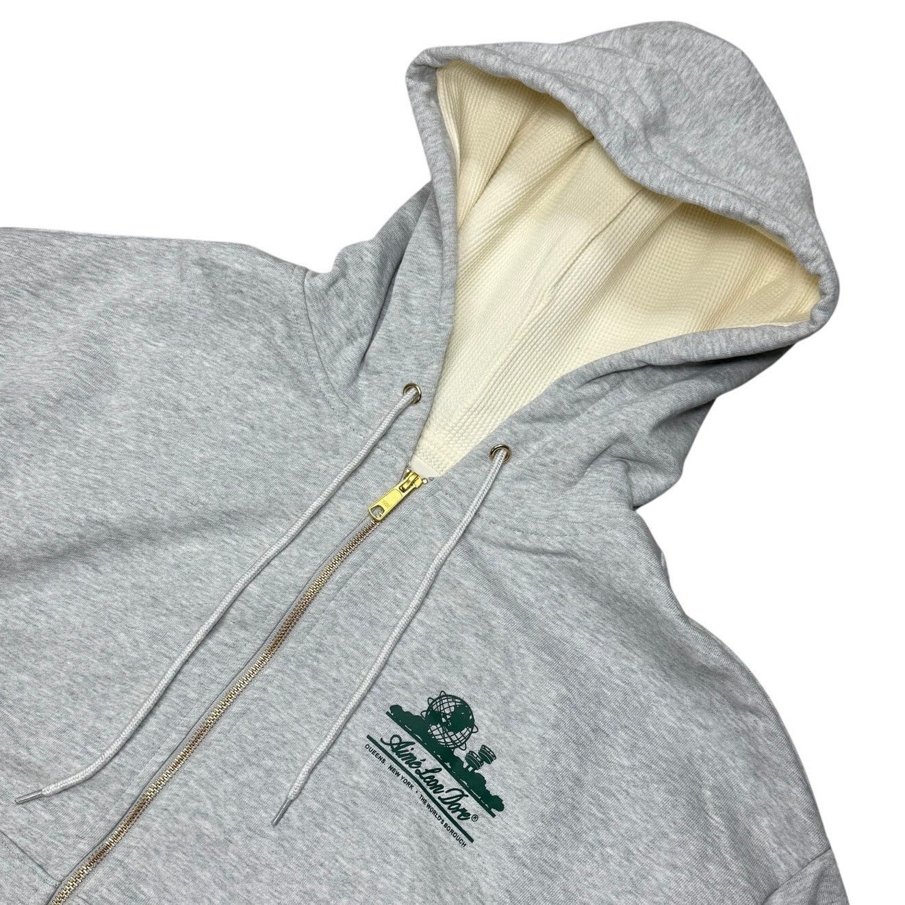 Aimé Leon Dore Unisphere Waffle Lined Full Zip Hoodie Silver Mix