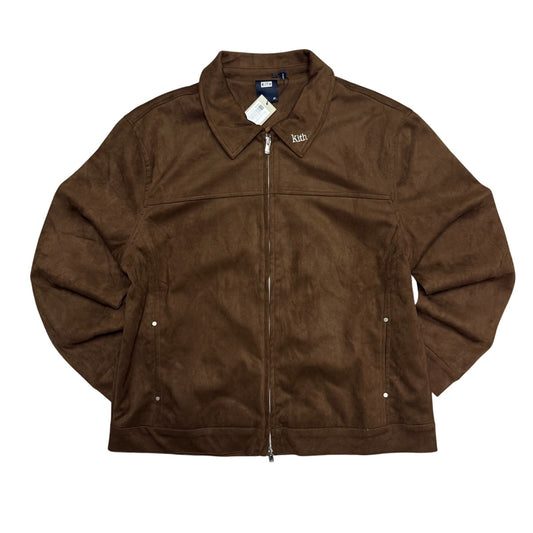Kith Double Knit Coaches Zip Up Jacket Suede Brown