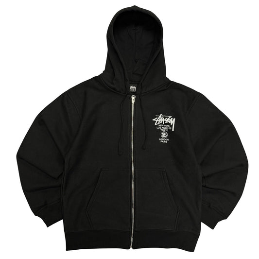 Stussy World Tour Zip Hoodie 'Black'