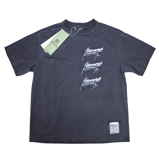 Satisfy MothTech Tee Chrome Triple Logo Aged Black