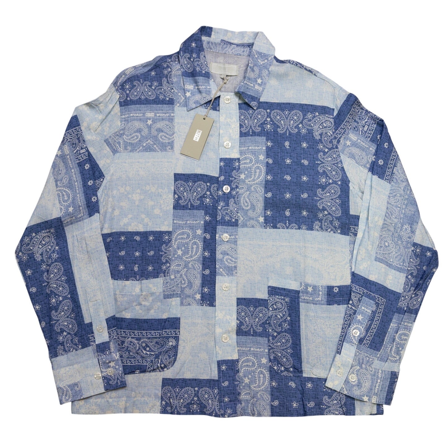 Kith Washed Paisley Long-Sleeve Boxy Collared Overshirt 'Light Indigo'