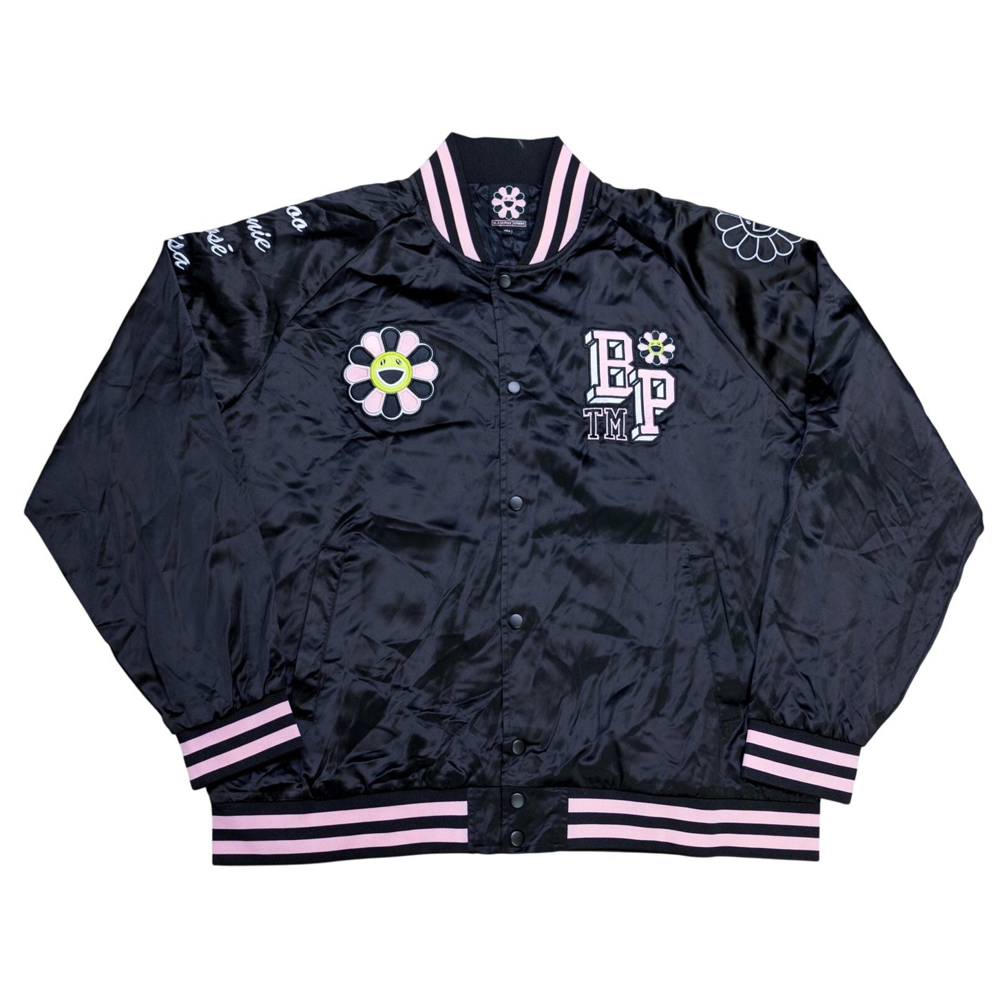 Takashi Murakami Black Pink Sample Unreleased Satin Bomber Jacket
