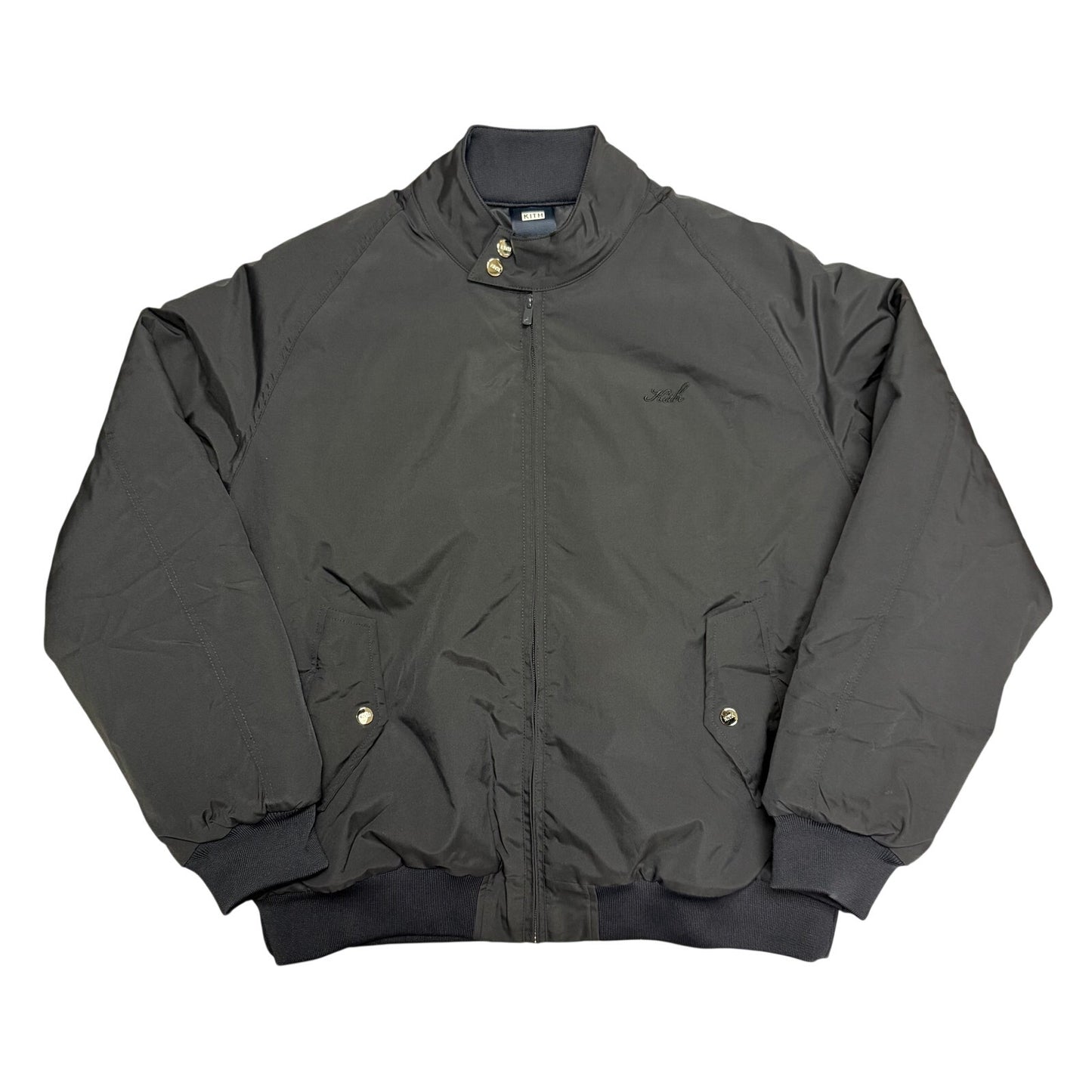 Kith Puffer Jacket Navy Blue Mini Script Cursive Logo