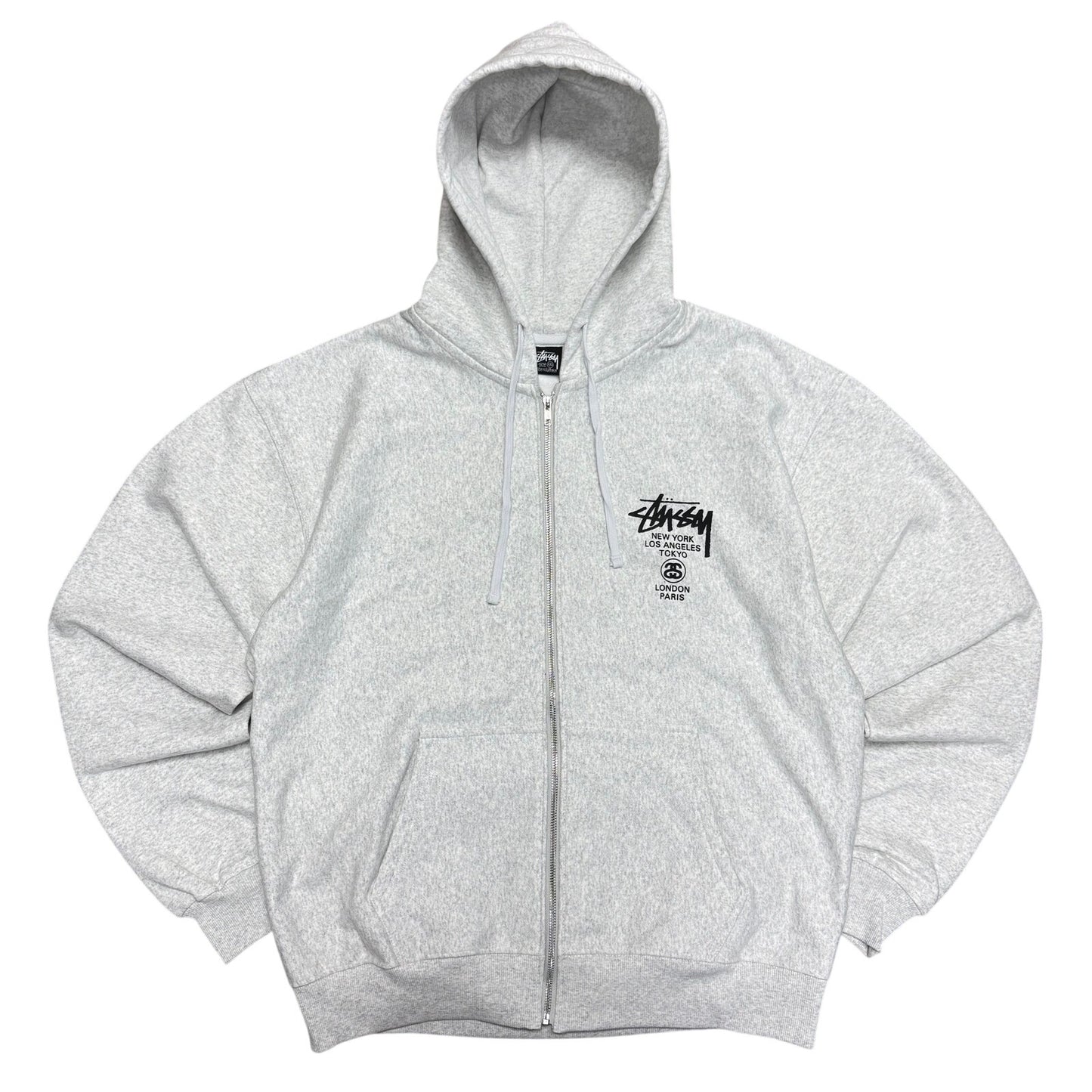 Stussy World Tour Zip Hoodie 'Ash Heather'
