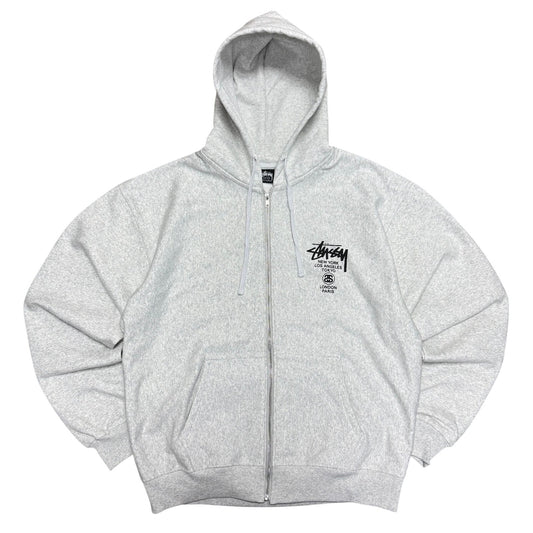 Stussy World Tour Zip Hoodie 'Ash Heather'