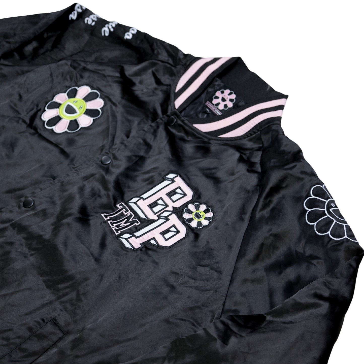 Takashi Murakami Black Pink Sample Unreleased Satin Bomber Jacket