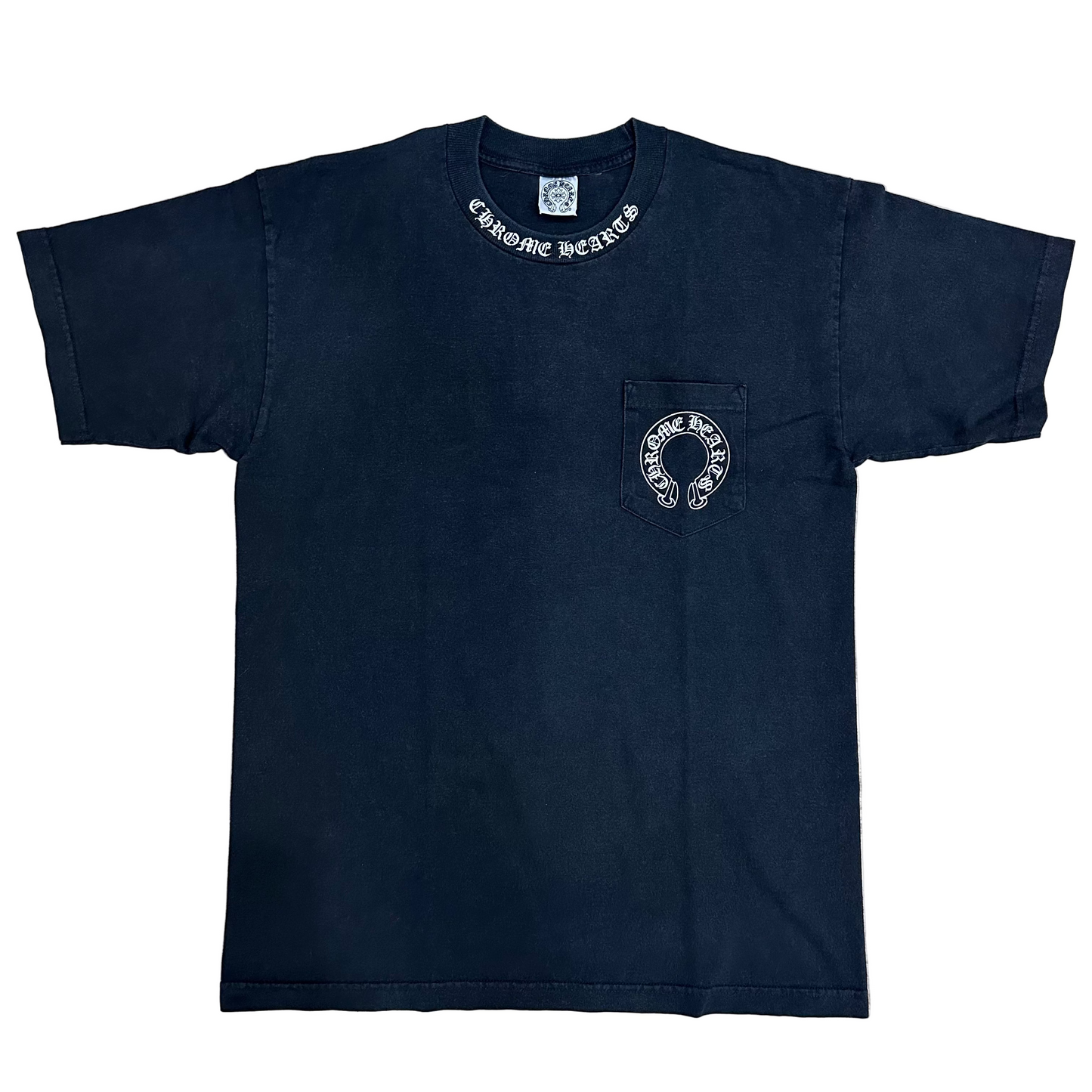 Chrome Hearts Floral Cross Neck Logo Black Pocket Tee