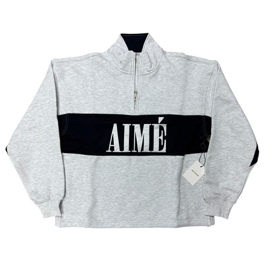 Aimé Leon Dore Quarter Zip Pullover AIME Logo Grey Navy