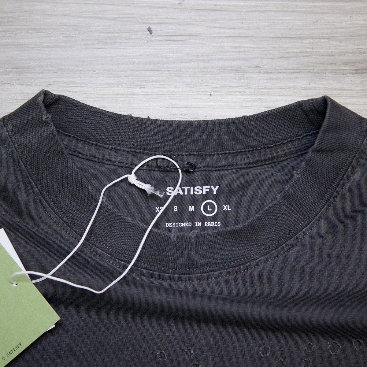 Satisfy MothTech Tee Chrome Triple Logo Aged Black