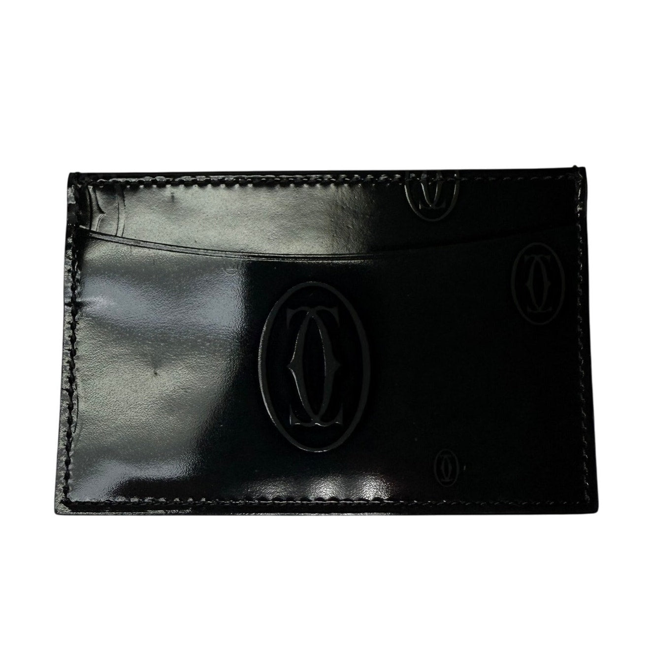 Cartier Black Patent Leather Happy Birthday Card Holder Black