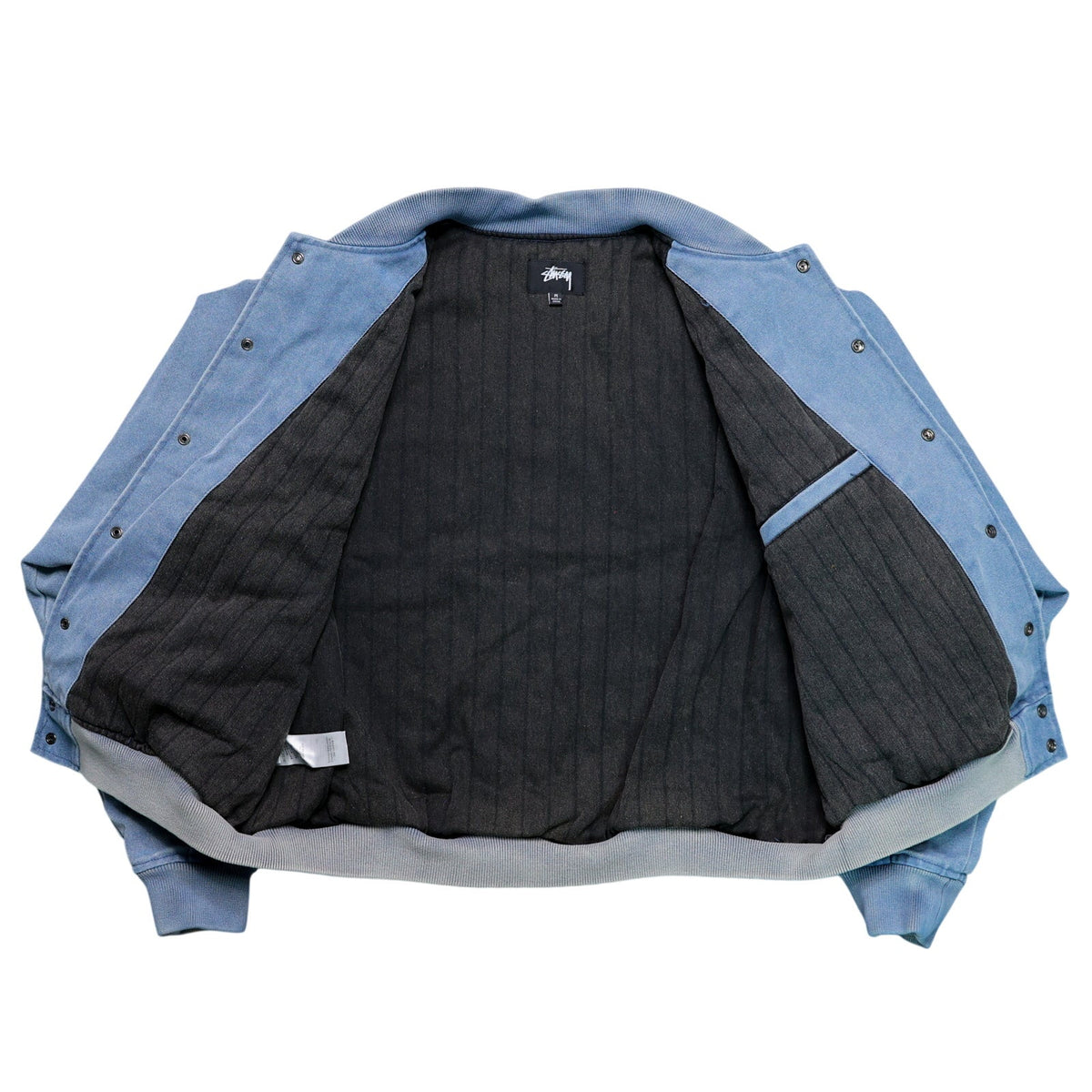 Stussy Ghost Logo Canvas Varsity Denim Jacket Blue