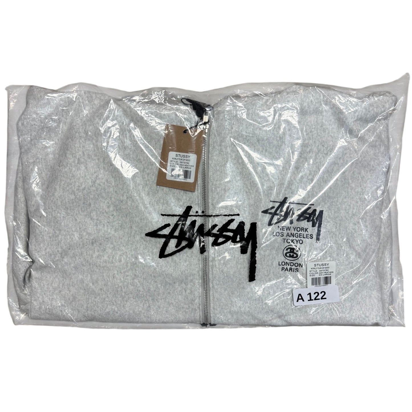 Stussy World Tour Zip Hoodie 'Ash Heather'