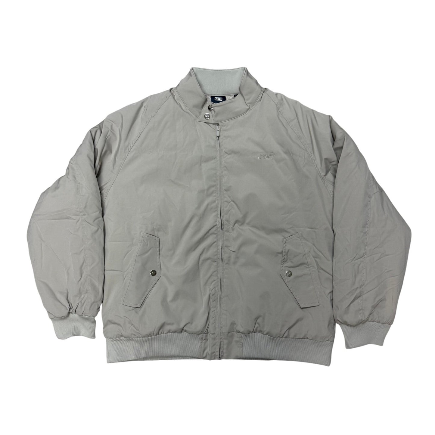 Kith Puffer Jacket Beige Mini Script Cursive Logo Beige